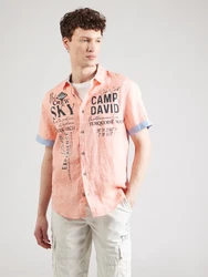 CAMP DAVID Hemd blau/jeansblau/aprikose/schwarz