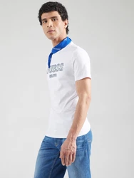 GUESS T-Shirt beige/hellblau/weiß