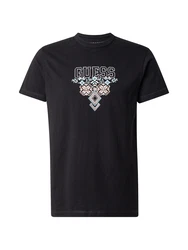 GUESS T-Shirt hellblau/orange/schwarz/weiß