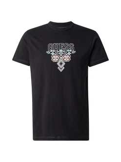 GUESS T-Shirt hellblau/orange/schwarz/weiß