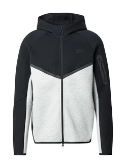 Nike Sportswear Sweatjacke 'TECH FLEECE' hellgrau/schwarz