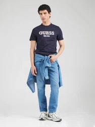 GUESS T-Shirt ecru / navy / hellbraun / weiß