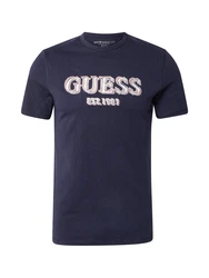 GUESS T-Shirt ecru / navy / hellbraun / weiß