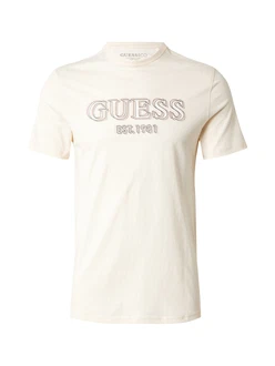 GUESS T-Shirt beige/schwarz/weiß