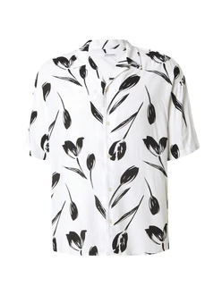 JACK & JONES Hemd 'JJEJEFF CHARGE' schwarz/weiß