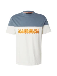 T-Shirt 'Saturnia' rauchblau / orange / wei