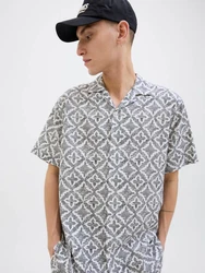JACK & JONES Hemd 'JORSeersucker' schwarz/weiß