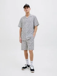 JACK & JONES Hemd 'JORSeersucker' schwarz/weiß