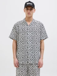 JACK & JONES Hemd 'JORSeersucker' schwarz/weiß
