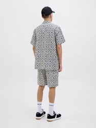JACK & JONES Hemd 'JORSeersucker' schwarz/weiß