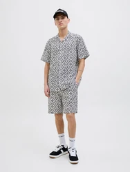 JACK & JONES Hemd 'JORSeersucker' schwarz/weiß