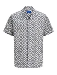 JACK & JONES Hemd 'JORSeersucker' schwarz/weiß