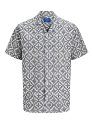 JACK & JONES Hemd 'JORSeersucker' schwarz/weiß