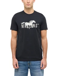 MUSTANG T-Shirt 'Austin' schwarz/weiß