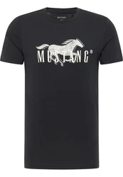 MUSTANG T-Shirt 'Austin' schwarz/weiß