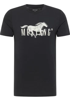 MUSTANG T-Shirt 'Austin' schwarz/weiß