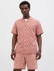JACK & JONES Hemd 'JORSeersucker' kastanienbraun/pastellpink