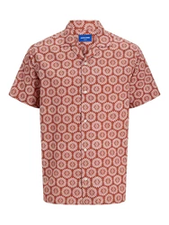 JACK & JONES Hemd 'JORSeersucker' kastanienbraun/pastellpink