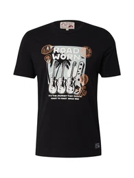 T-Shirt 'Travel Guitar' braun / grau / schwarz / wei