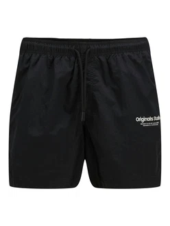 JACK & JONES Badeshorts JPSTNAXOS schwarz / offwhite