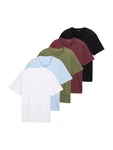 TOM TAILOR T-Shirt hellblau/oliv/rubinrot/schwarz/weiß