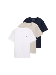 T-Shirt beige / navy / wei