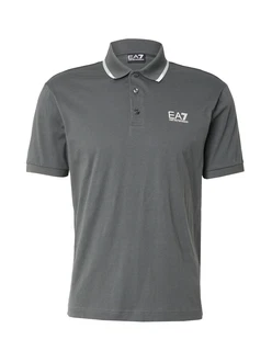 EA7 Emporio Armani Poloshirt grau / weiß
