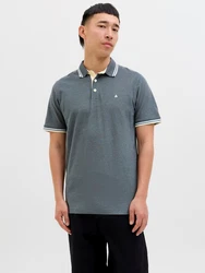 Jack & Jones Poloshirt JJEPAULOS POLO SS NOOS dunkelgrau/weiß