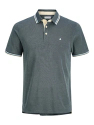 Jack & Jones Poloshirt JJEPAULOS POLO SS NOOS dunkelgrau/weiß