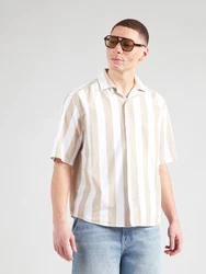 Only & Sons Hemd 'Tes' dunkelbeige/weiß