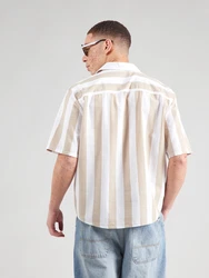 Only & Sons Hemd 'Tes' dunkelbeige/weiß