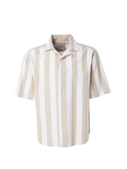 Only & Sons Hemd 'Tes' dunkelbeige/weiß