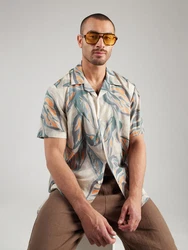 SELECTED HOMME Hemd Regair beige/hellgrau/petrol/hellorange