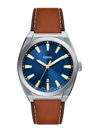 Uhr 'Everett' blau / braun / silber