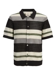 Strickjacke 'JPRBluwilmer' grau / oliv / schwarz / naturwei