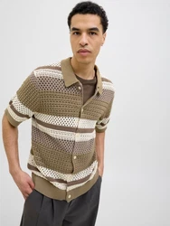 Jack & Jones Premium Strickjacke 'JPRBluwilmer' beige/braun/oliv
