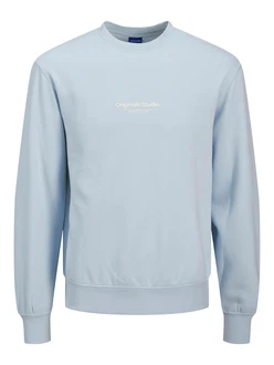 JACK & JONES Sweatshirt 'JORVesterbro' taubenblau/weiß JACK & JONES Sweatshirt 'JORVesterbro' taubenblau/weiß