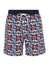 Badeshorts hellblau / rot / schwarz / wei