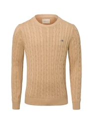 Gant Rundhalspullover COTTON CABLE C-NECK camel