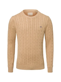 Gant Rundhalspullover COTTON CABLE C-NECK camel
