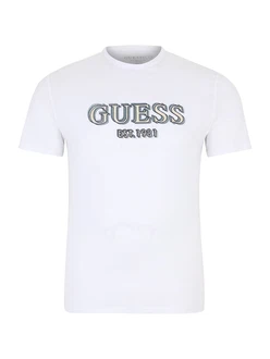 GUESS T-Shirt beige/schwarz/weiß GUESS T-Shirt beige/schwarz/weiß