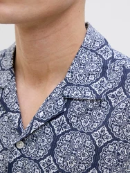 JACK & JONES Hemd 'JORSeersucker' navy / weiß