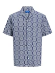 JACK & JONES Hemd 'JORSeersucker' navy / weiß