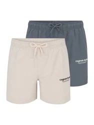 JACK & JONES Badeshorts 'JPSTNAXOS' ecru / graphit