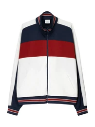 Sweatjacke navy / blutrot / offwhite