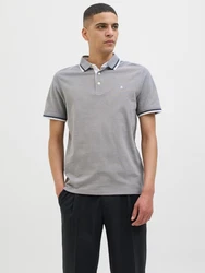 Jack & Jones Poloshirt JJEPAULOS POLO SS NOOS grau/schwarz/weiß