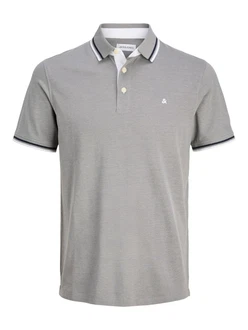 Jack & Jones Poloshirt JJEPAULOS POLO SS NOOS grau/schwarz/weiß Jack & Jones Poloshirt JJEPAULOS POLO SS NOOS grau/schwarz/weiß