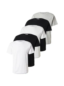 ABOUT YOU Shirt 'Peter' graumeliert/schwarz/weiß