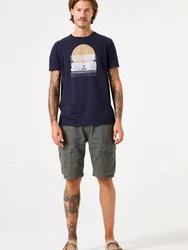 GARCIA T-Shirt marineblau / gelb / weiß