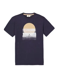 T-Shirt navy / gelbmeliert / wei